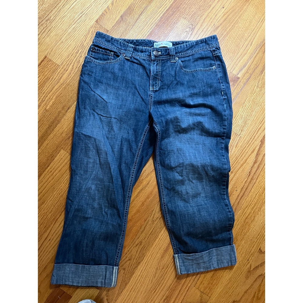 GH Bass & Co Womens Denim Capri Jeans Medium Wash Cuffed Size 10 Cotton